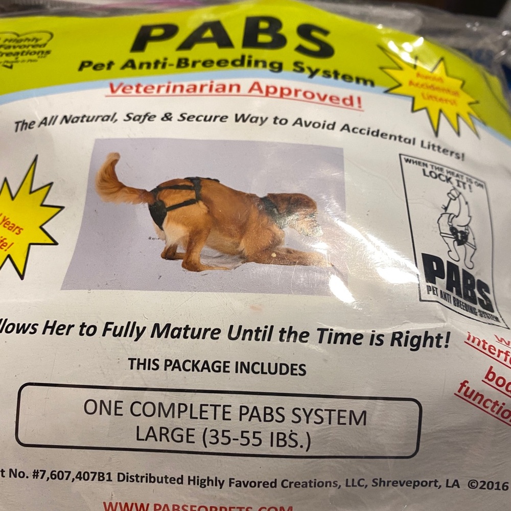 PABS pet anti breeding system.  Large BNIB